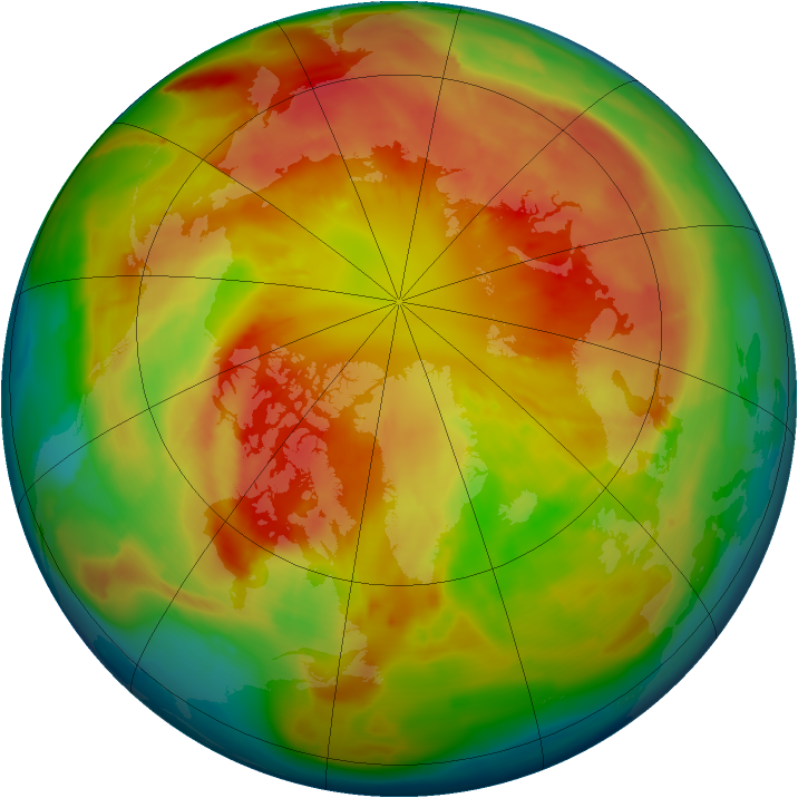 Arctic ozone map for 10 March 2013